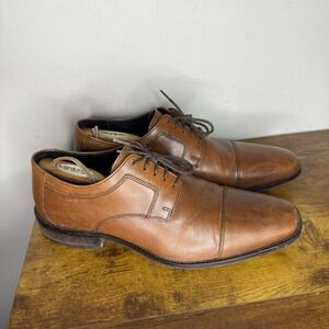 Johnston & Murphy Novick Cap Toe Oxford Dress Shoes Mens Size 12 M Brown Leather